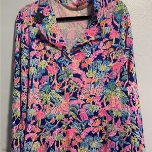 NWT Lilly Pulitzer Oyster Bay PJ Knit long sleeve button up XXL